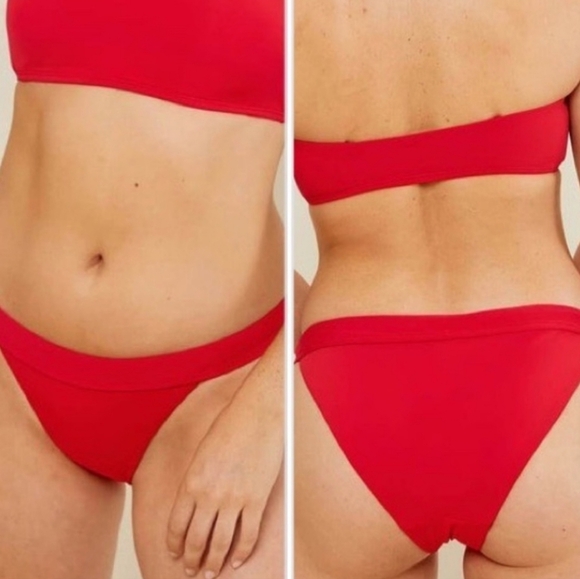 NWT Andie Swim, The Banded Cheeky Bikini Bottom, Cherry Red, Size‎ XS - Picture 3 of 8